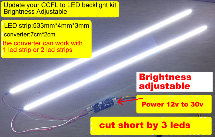 533mm LED Backlight KIT adjustable brightness for 23.6inch update ccfl to led