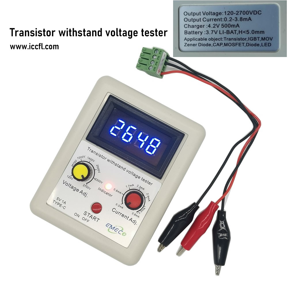 Transistor withstand voltage tester 120-2700VDC 0.2-3.8mA
