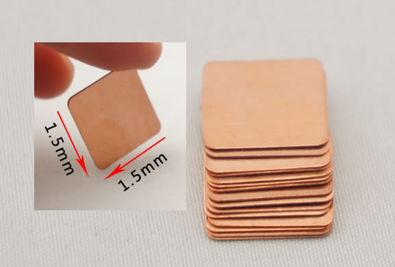 Heatsink Copper Pad Shim 0.1mm 0.3mm 0.5mm 0.8mm 1.0mm 1.2mm 1.5mm 1.8mm 2.0mm 10pcs/lot